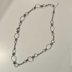 Lia Sophia Alpine 45-48" Long Necklace Silver Tone Gray & Blue Beads